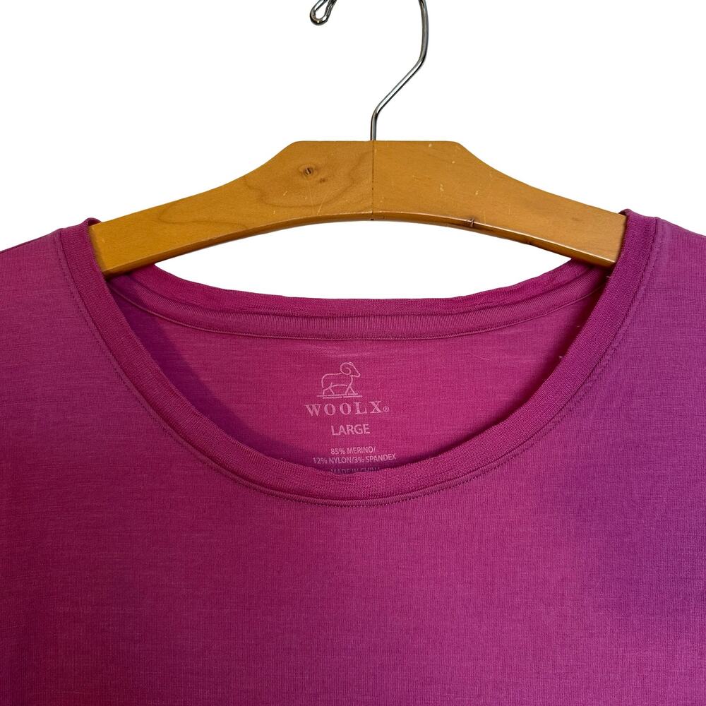 WoolX Jenny 3/4 Sleeve Crewneck Tee Shirt Summer Sorbet Pink Merino Base Layer L - Picture 4 of 5